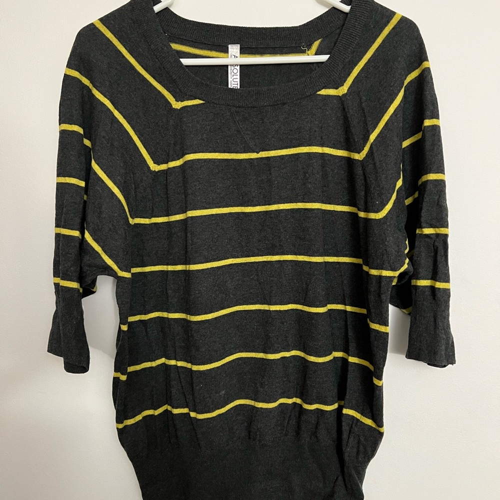 Charcoal and Yellow Striped Sweater